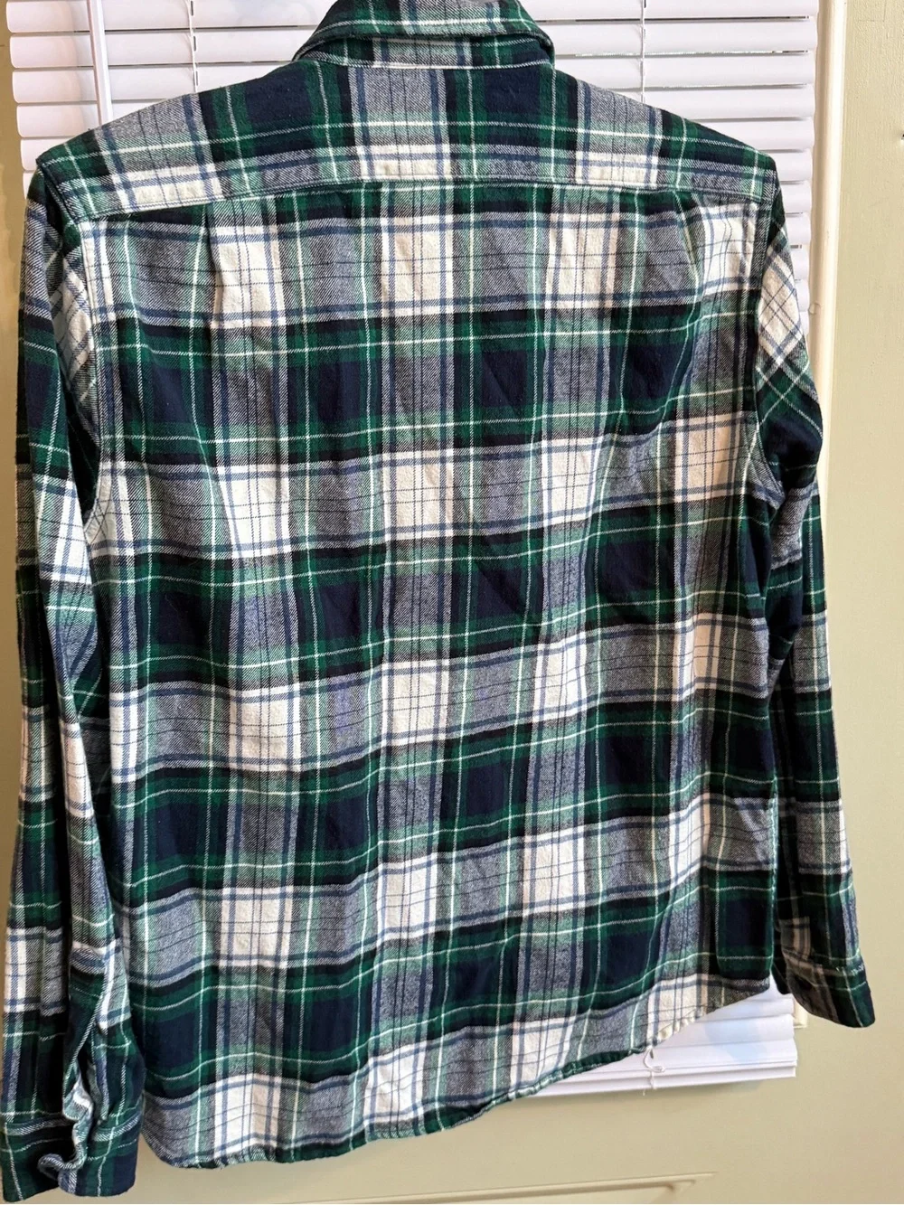 Vintage J Crew Brand Men's Green & Navy Plaid Flannel Shirt, Classic, Size L